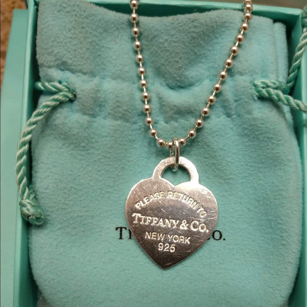 Tiffany & Co. 925 XL Heart Tag & Bead Chain 36"
